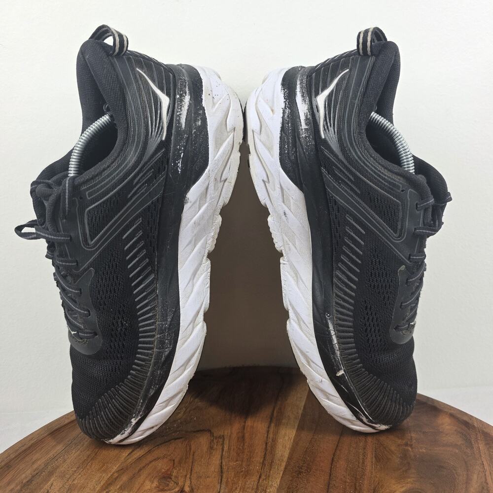 Hoka One One Bondi 7 Womens Black And White Size 9.5 Athletic Shoes 1110519 BWHT - Picture 7 of 12